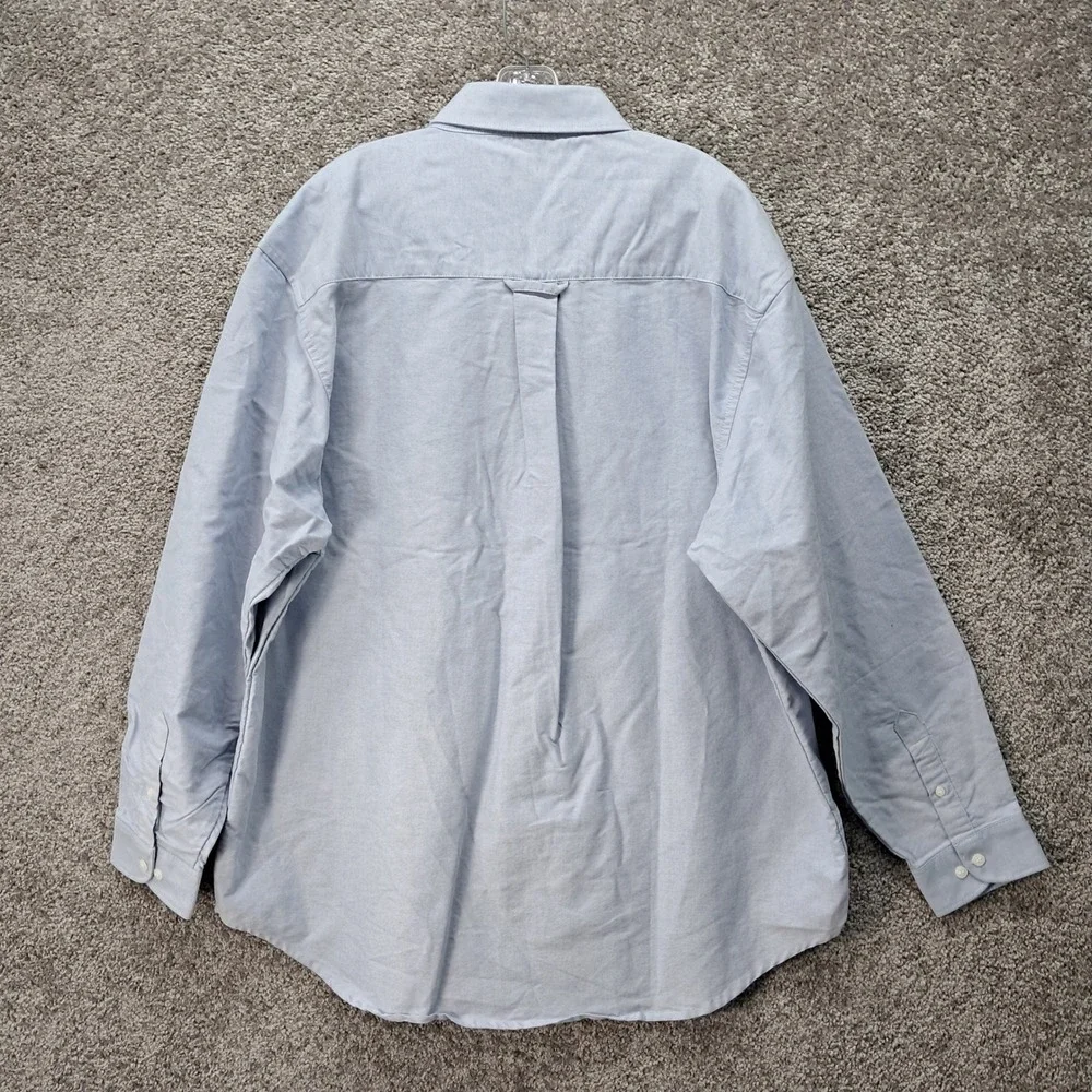 Tri-Mountain Mens XL Blue Oxford Button Down Long Sleeve Shirt Chest Pocket
